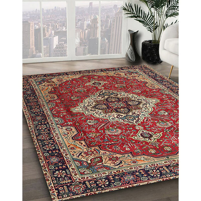 Traditional Saffron Red Persian Rug in Family Room, tr1897