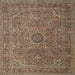 Round Machine Washable Traditional Peru Brown Rug, wshtr1899