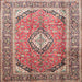 Square Traditional Light French Beige Brown Medallion Rug, tr189