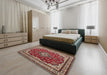 Traditional Camel Brown Medallion Rug in a Bedroom, tr18