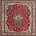 Square Traditional Camel Brown Medallion Rug, tr18