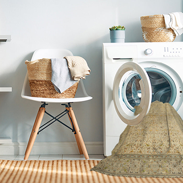 Machine Washable Traditional Cinnamon Brown Rug in a Washing Machine, wshtr1900