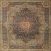 Square Traditional Copper Green Medallion Rug, tr1901