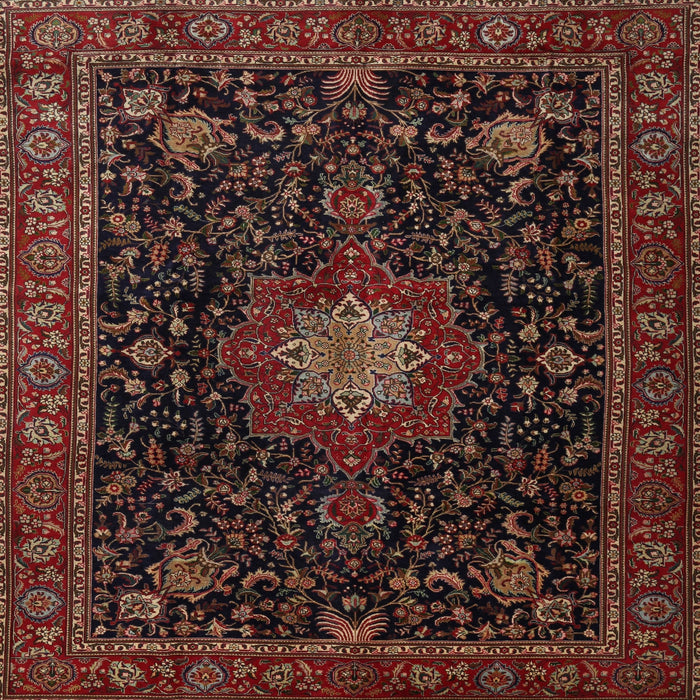 Square Traditional Sienna Brown Medallion Rug, tr1902