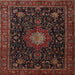 Square Traditional Sienna Brown Medallion Rug, tr1902