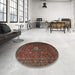 Round Machine Washable Traditional Brown Rug in a Office, wshtr1903