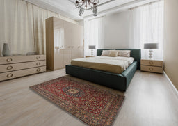 Traditional Brown Persian Rug in a Bedroom, tr1903