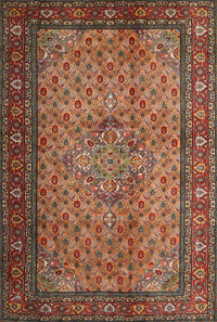 Machine Washable Traditional Saffron Red Rug, wshtr1904