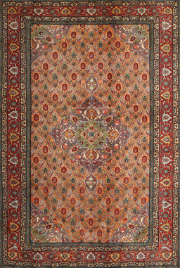 Machine Washable Traditional Saffron Red Rug, wshtr1904