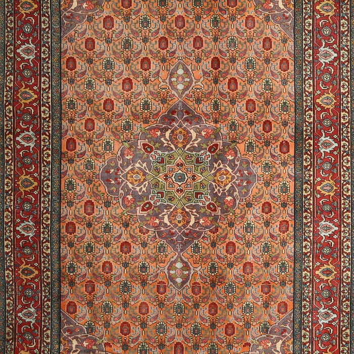 Machine Washable Traditional Saffron Red Rug, wshtr1904