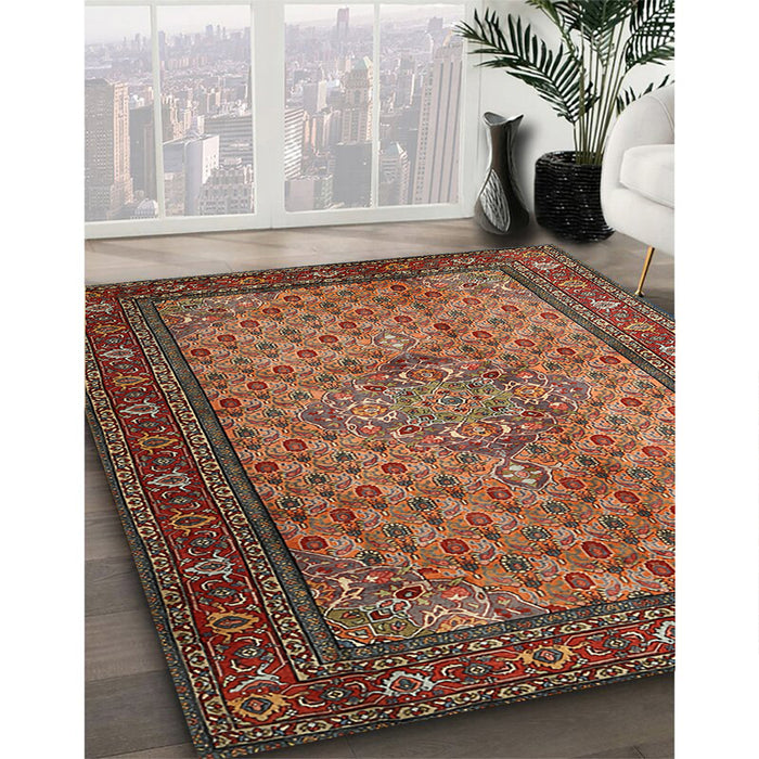 Traditional Saffron Red Persian Rug in Family Room, tr1904