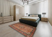 Machine Washable Traditional Saffron Red Rug in a Bedroom, wshtr1904