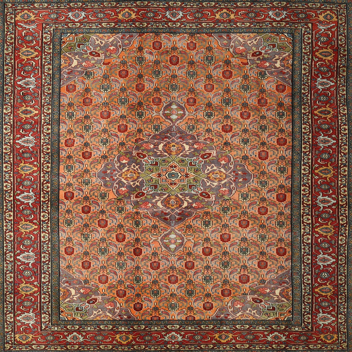 Square Traditional Saffron Red Persian Rug, tr1904