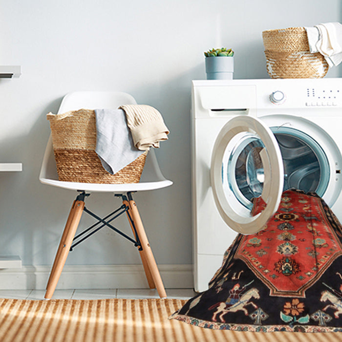 Machine Washable Traditional Sienna Brown Rug in a Washing Machine, wshtr1905