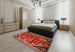 Traditional Rust Pink Persian Rug in a Bedroom, tr1906