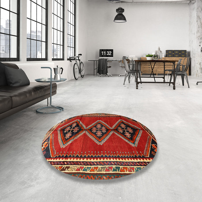 Round Traditional Brown Persian Rug in a Office, tr1909
