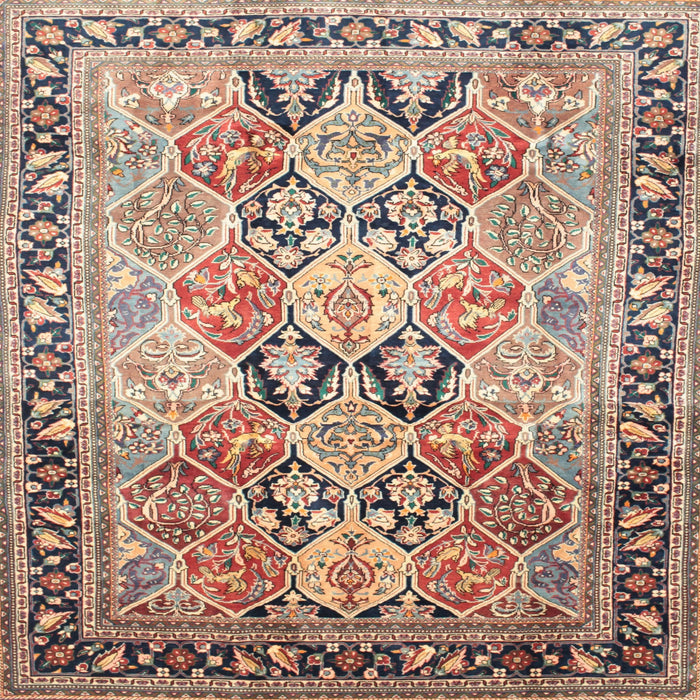 Square Traditional Chestnut Brown Persian Rug, tr190
