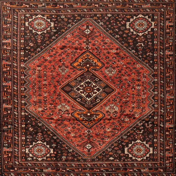 Square Traditional Maroon Red Persian Rug, tr1910
