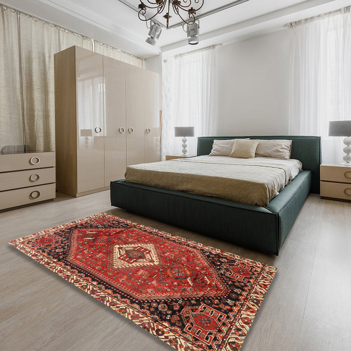 Traditional Rust Pink Persian Rug in a Bedroom, tr1911