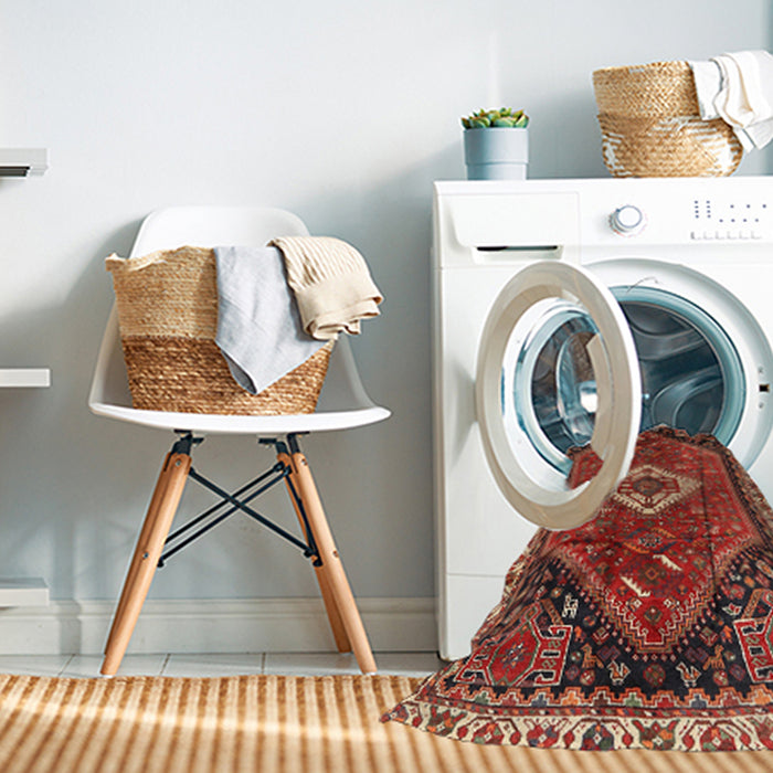 Machine Washable Traditional Rust Pink Rug in a Washing Machine, wshtr1911