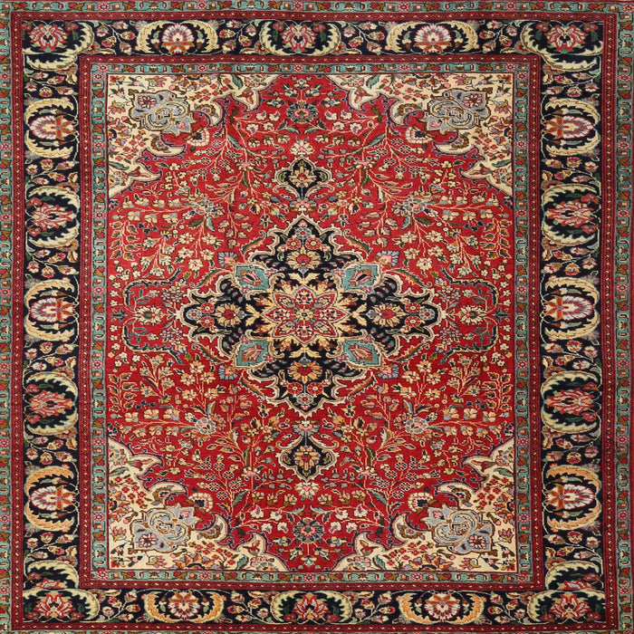 Round Machine Washable Traditional Orange Brown Rug, wshtr1914