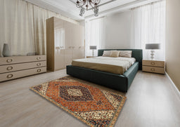 Traditional Saffron Red Persian Rug in a Bedroom, tr1916
