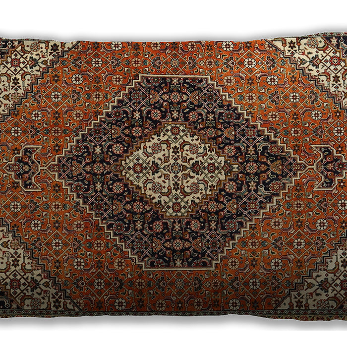 Traditional Classic Rectangular Saffron Red Lumbar Throw Pillow, 13 inch by 19 inch, lbtr1916