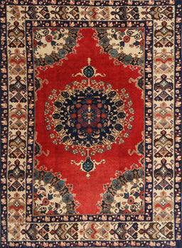 Machine Washable Traditional Saffron Red Rug, wshtr1919