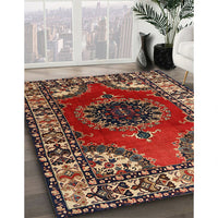 Traditional Saffron Red Medallion Rug, tr1919