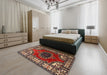 Traditional Saffron Red Medallion Rug in a Bedroom, tr1919