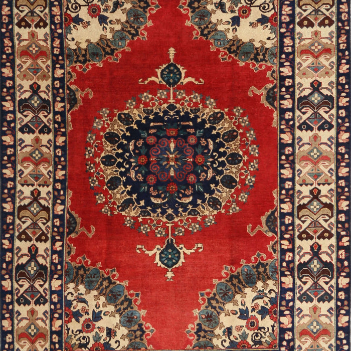 Traditional Saffron Red Medallion Rug, tr1919