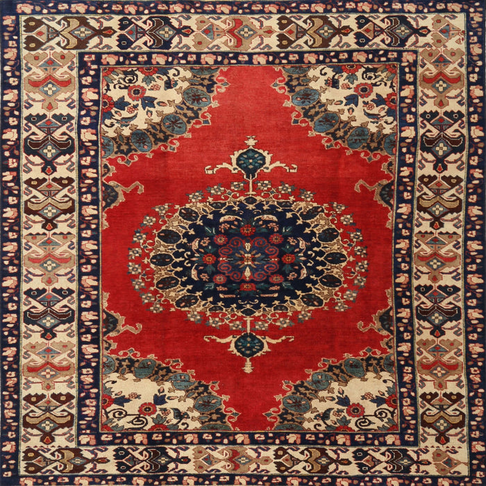 Round Machine Washable Traditional Saffron Red Rug, wshtr1919