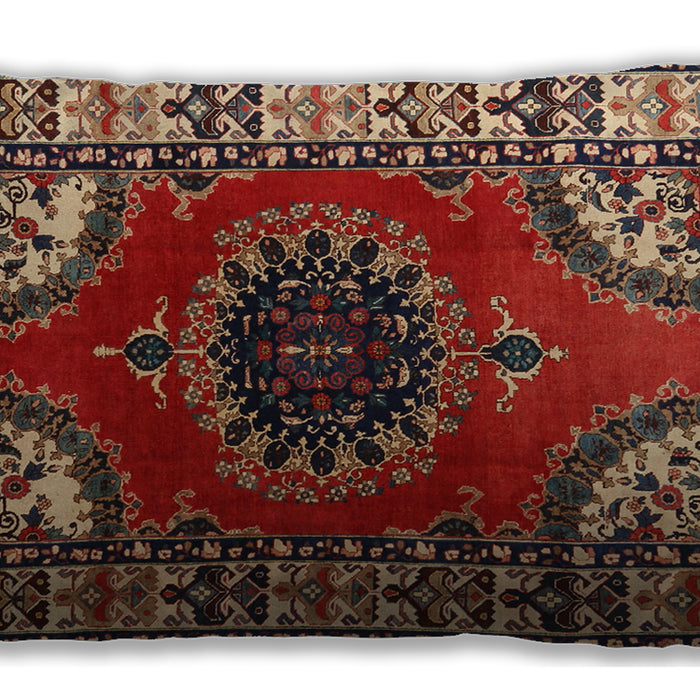 Traditional Classic Rectangular Saffron Red Lumbar Throw Pillow, 13 inch by 19 inch, lbtr1919