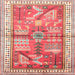 Square Traditional Crimson Red Animal Rug, tr191