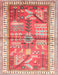 Traditional Crimson Red Animal Rug, tr191