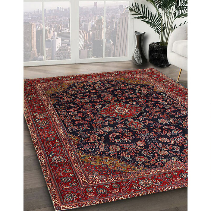 Traditional Chestnut Brown Persian Rug in Family Room, tr1922