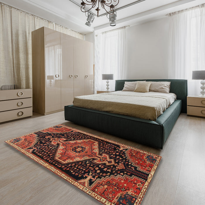 Traditional Red Persian Rug in a Bedroom, tr1924