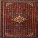 Round Machine Washable Traditional Chestnut Brown Rug, wshtr1925