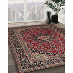 Traditional Dark Almond Brown Persian Rug in Family Room, tr1926
