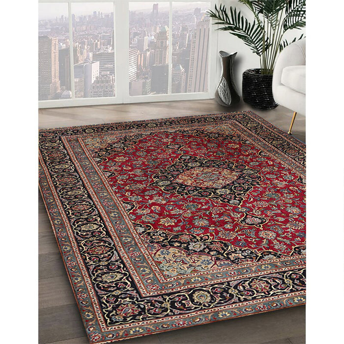 Traditional Dark Almond Brown Persian Rug in Family Room, tr1926