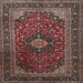 Round Machine Washable Traditional Dark Almond Brown Rug, wshtr1926