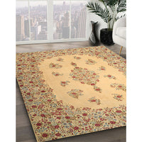 Traditional Chrome Gold Yellow Medallion Rug, tr1927