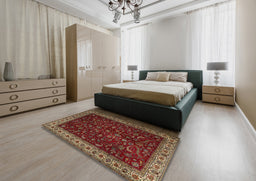 Traditional Crimson Red Persian Rug in a Bedroom, tr1928