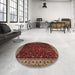 Round Machine Washable Traditional Crimson Red Rug in a Office, wshtr1928