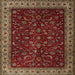 Round Machine Washable Traditional Crimson Red Rug, wshtr1928