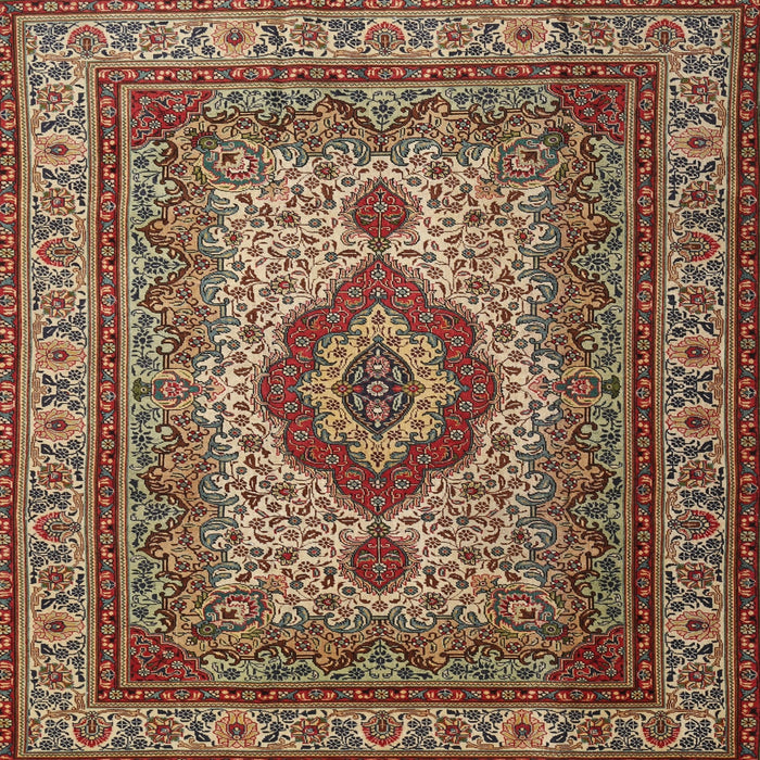 Square Traditional Camel Brown Medallion Rug, tr1929