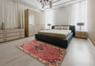 Traditional Orange Salmon Pink Persian Rug in a Bedroom, tr192