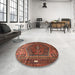 Round Traditional Red Persian Rug in a Office, tr1933