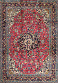 Machine Washable Traditional Brown Red Rug, wshtr1934