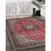 Traditional Brown Red Medallion Rug in Family Room, tr1934